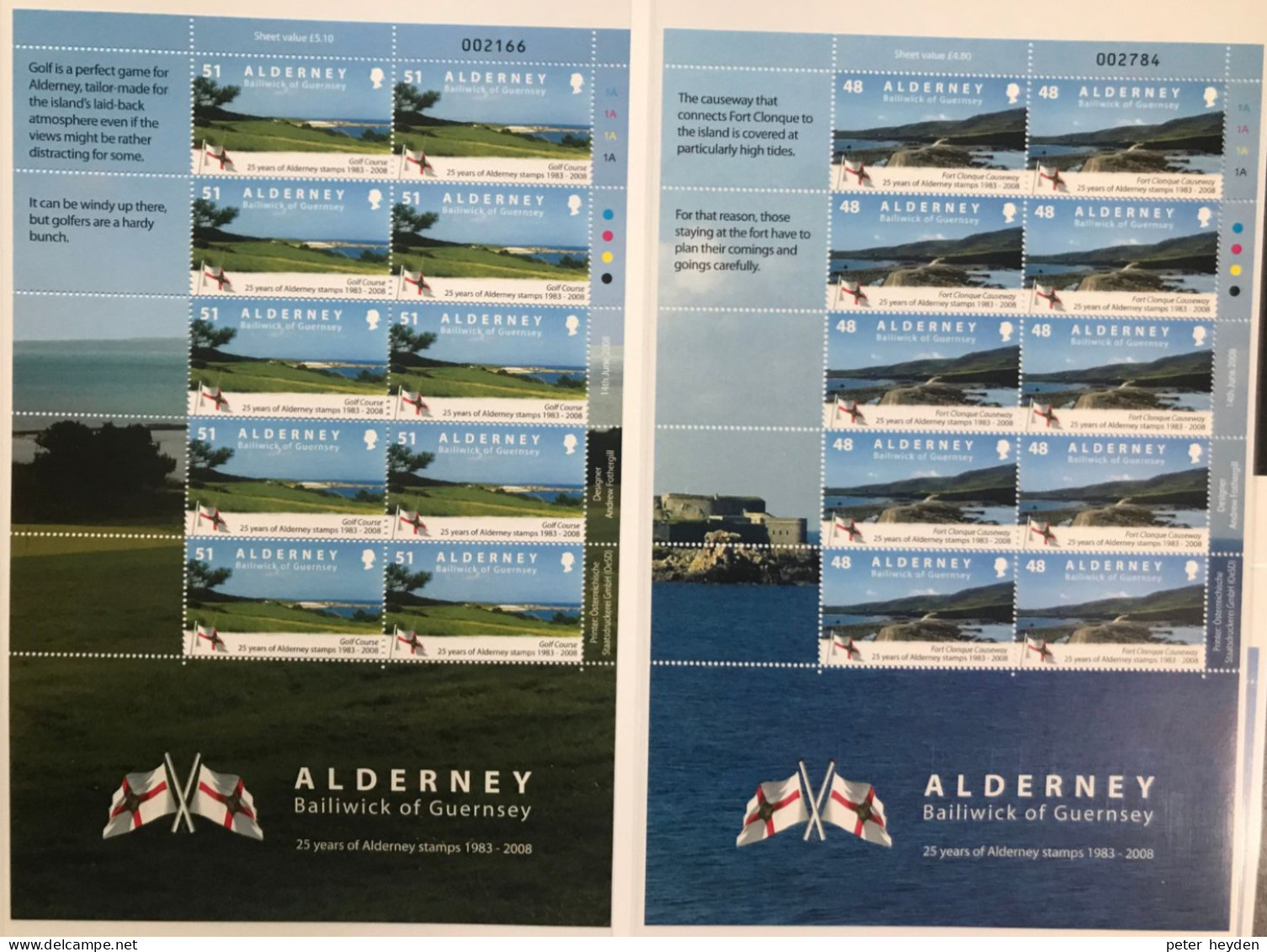 Alderney 2008 Landscapes  ~ MNH 6 Sheetlets ~ 25 Years Of Alderney Stamps - Alderney