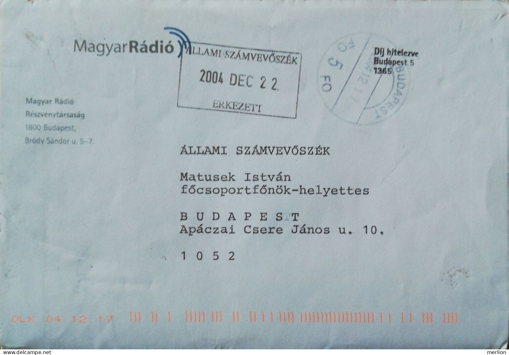 D200920  Hungary  Prepaid Cover - Magyar Rádió  -Radio -  Season Greetings   2004 - Cartas & Documentos