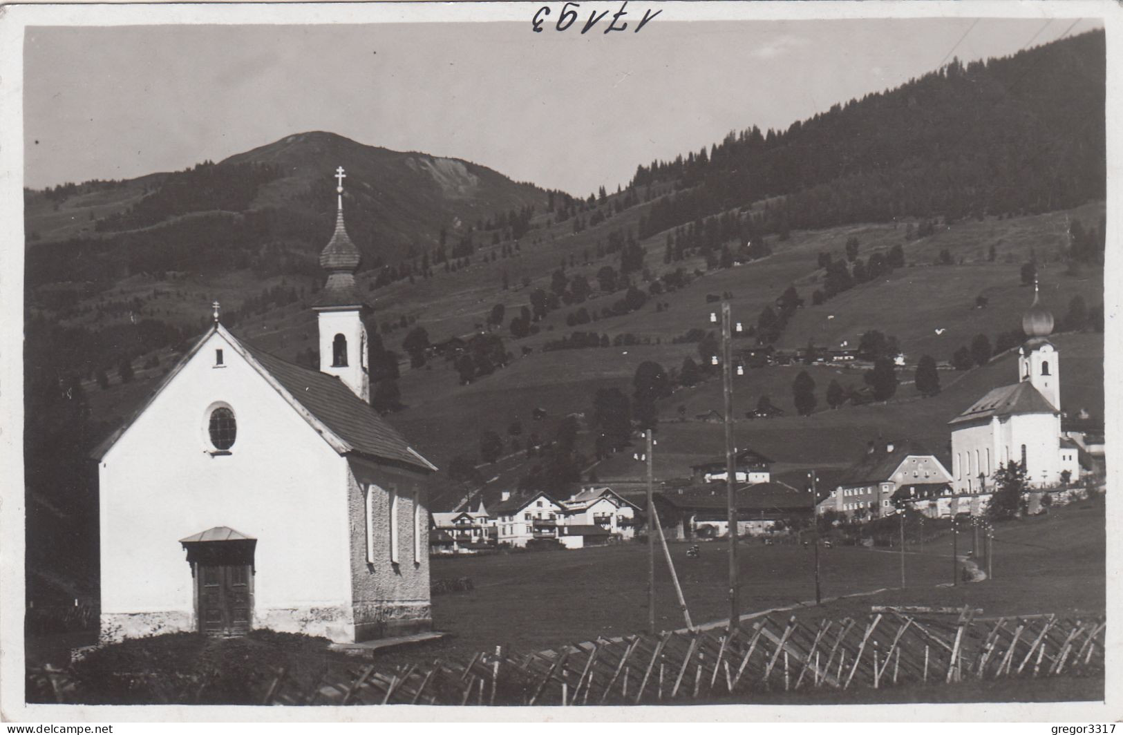 E3371) SAALBACH Mit Reiterkogel - Pinzgau - FOTO AK Hochglanz Mit Kapelle U. Kirche Im Vordergrund ALT !1933 - Saalbach