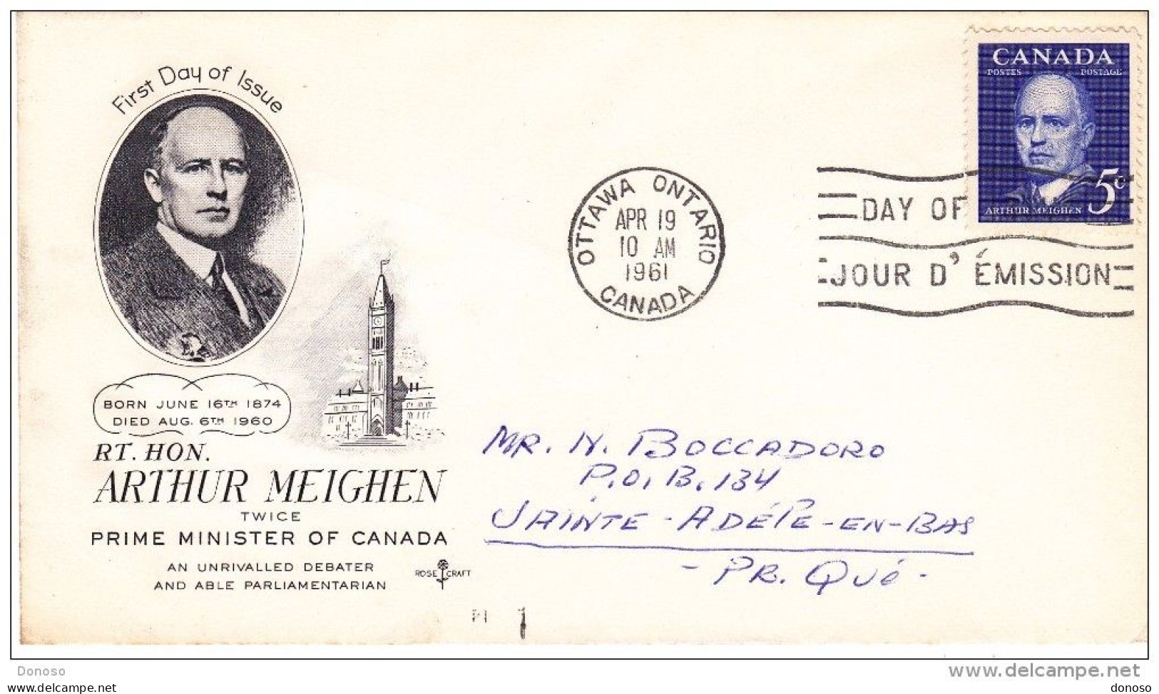 CANADA 1961 FDC MEIGHEIN - 1961-1970