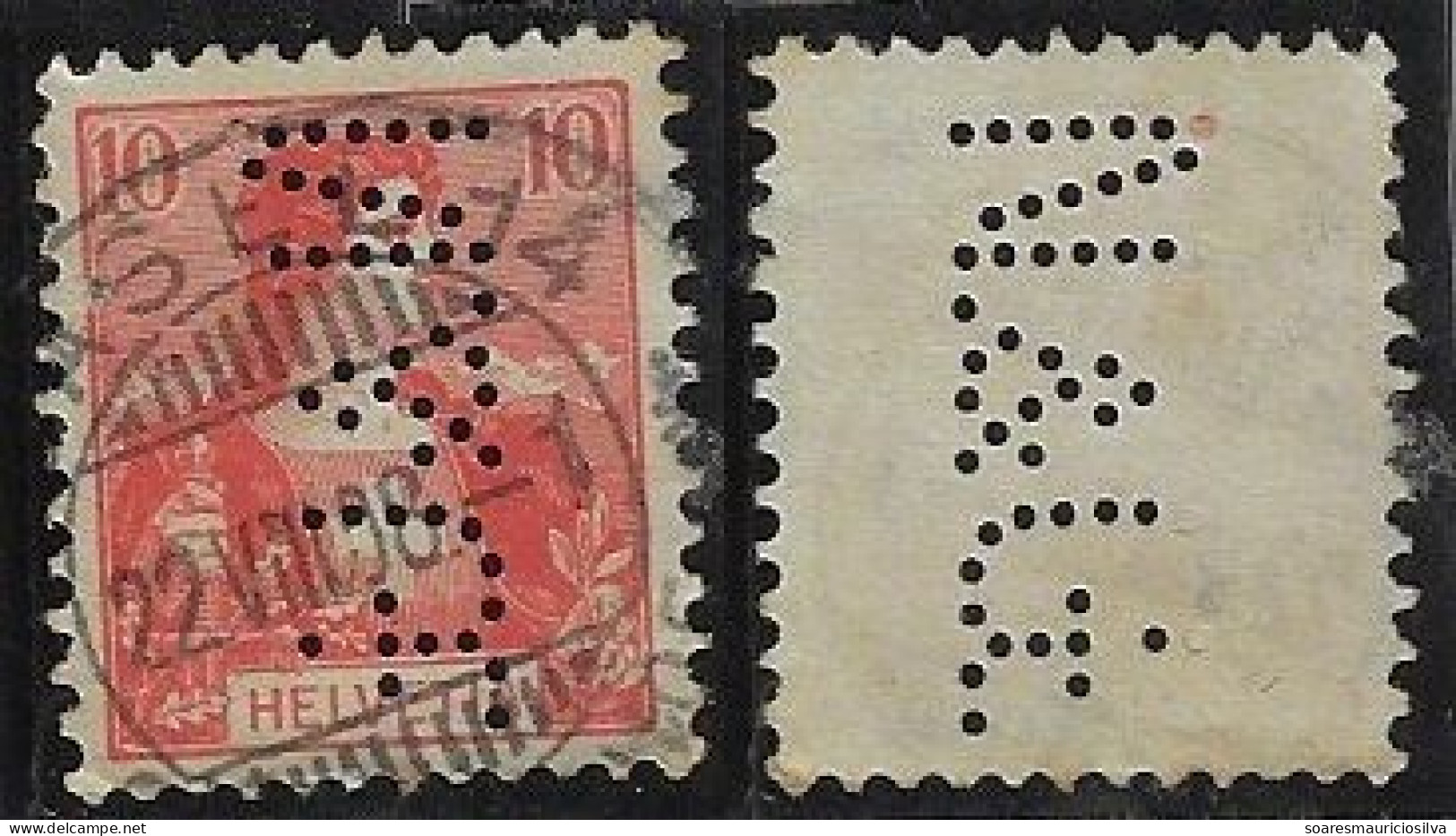Switzerland 1905/1919 Stamp With Perfin N.&G. By Niebergall & Goth International Transport From Basel Lochung Perfore - Perfins