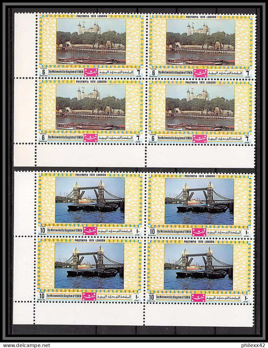 Yemen Royaume (kingdom) - 4154f N°1026/1035 A PHILYMPIA 70 LONDON 1970 Picaddily Buckingham Westminster Bloc 4 ** Mnh - Yémen