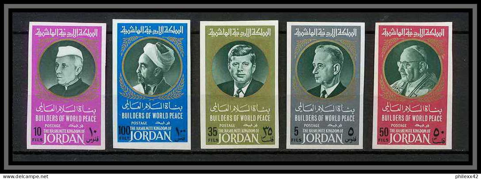 Jordanie (kingdom Of Jordan) - 3185a N°563 B Non Dentelé Imperf Kennedy Pape Pope Jean 23 Abdallah II Nehru **mnh 1967 - Jordanie