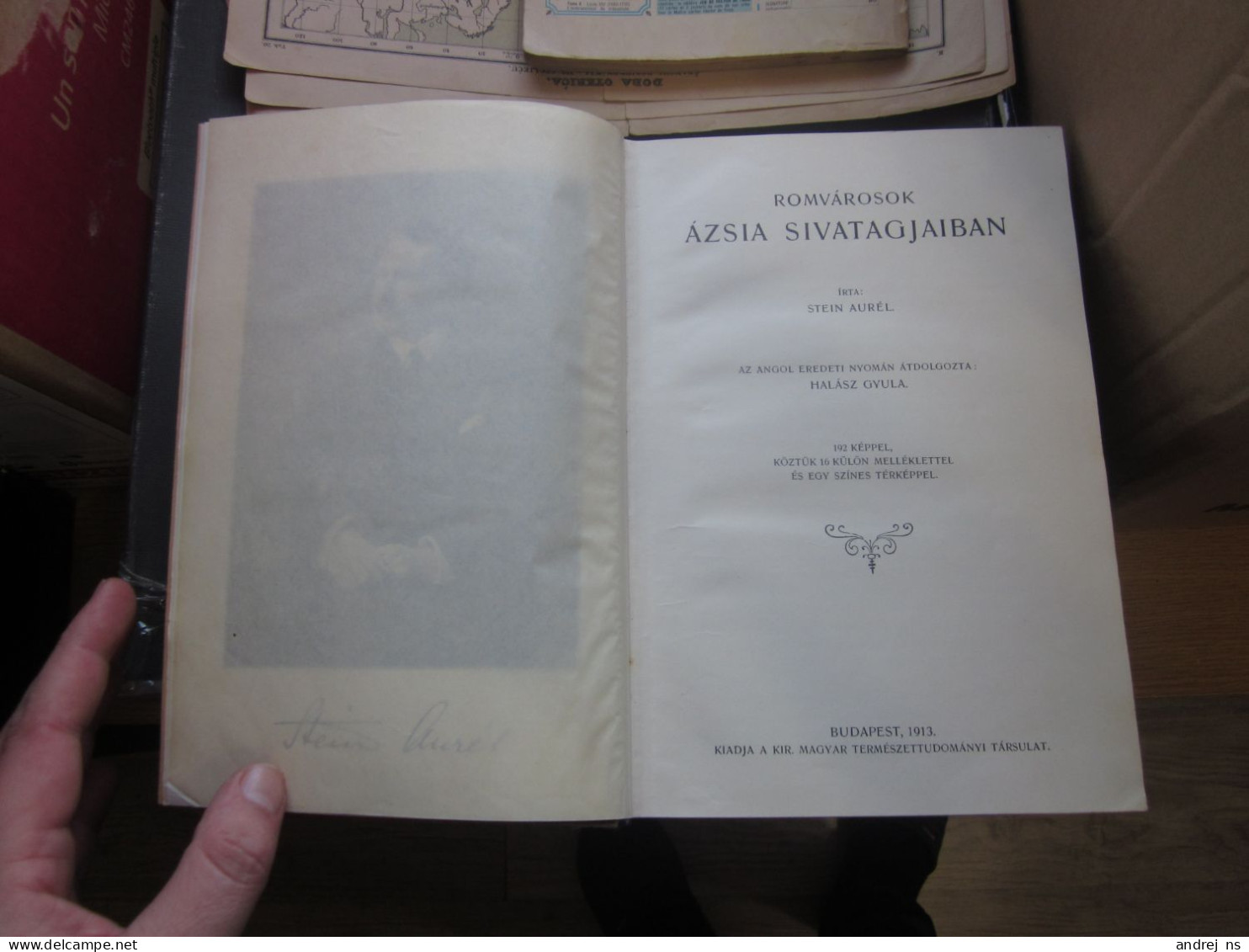 Stein Aurel Romvarosok Azsia Sivatagjaiban budapest 1913 667 pages + ultra big map