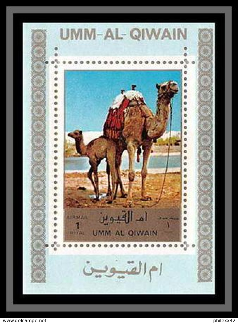 0023/ Umm Al Qiwain Deluxe Blocs ** MNH Michel N° 1687 / 1692 Arabian Landscapes Mosquée Mosque Tirage Bleu - Islam