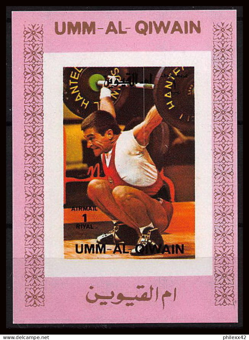 0462/ Umm Al Qiwain N°950 Deluxe Weightlifting Haltérophilie Deluxe Bloc ** MNH Rose Pink Jeux Olympiques Olympic Games - Pesistica