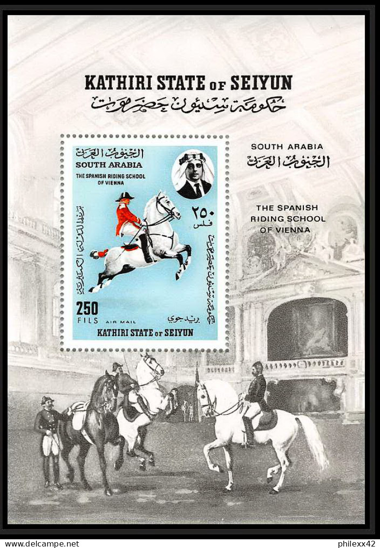 Aden - 1058 Kathiri State Of Seiyun ** MNH Bloc BF N° 10 A Spanish Riding School Hofburg 1967 Horse Cheval Jumping - Yémen