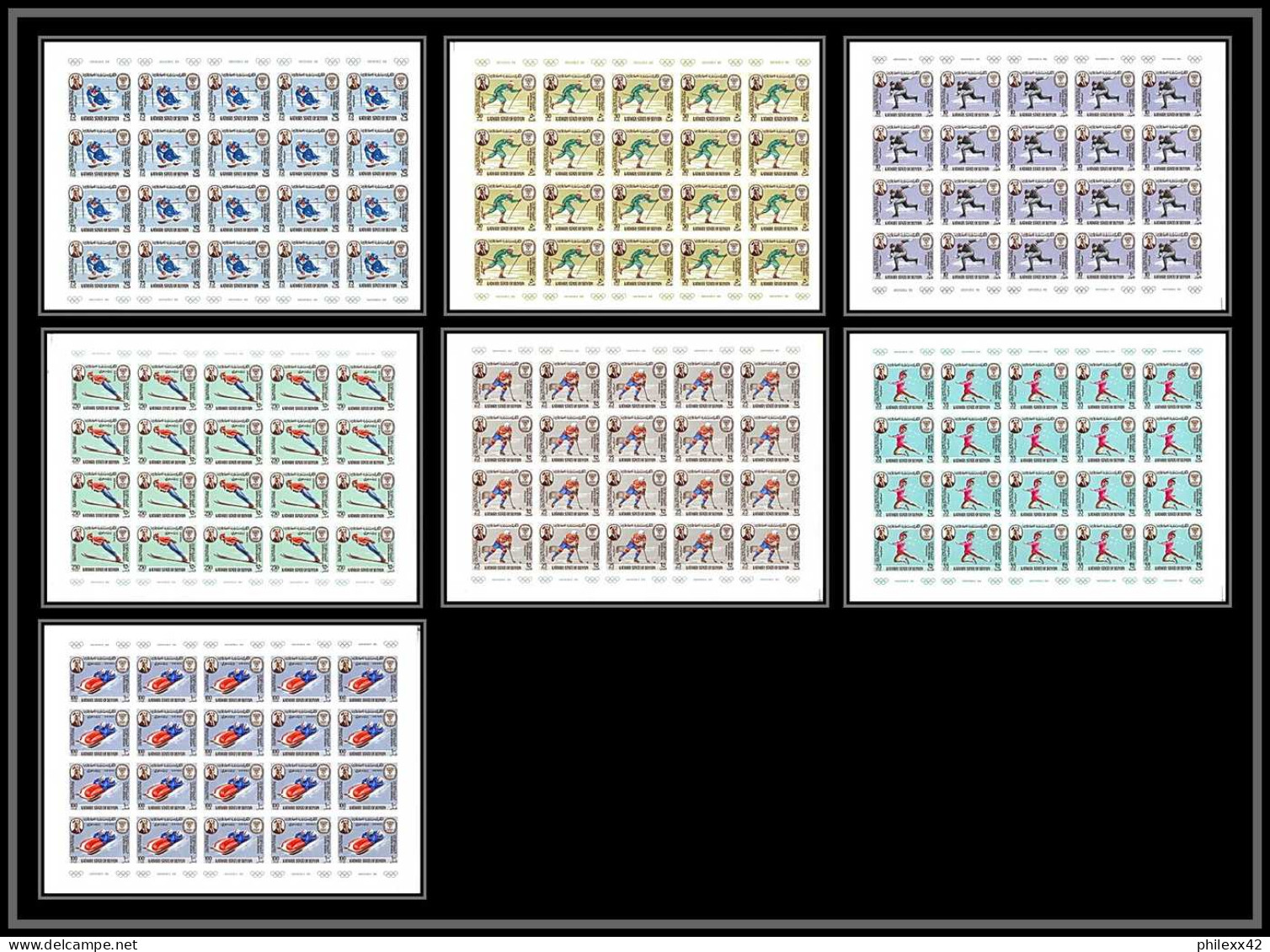 Aden - 1060d Kathiri Seiyun N°134/140 B Grenoble 68 Non Dentelé Imperf Jeux Olympiques Olympic Games **MNH Feuille Sheet - Yémen