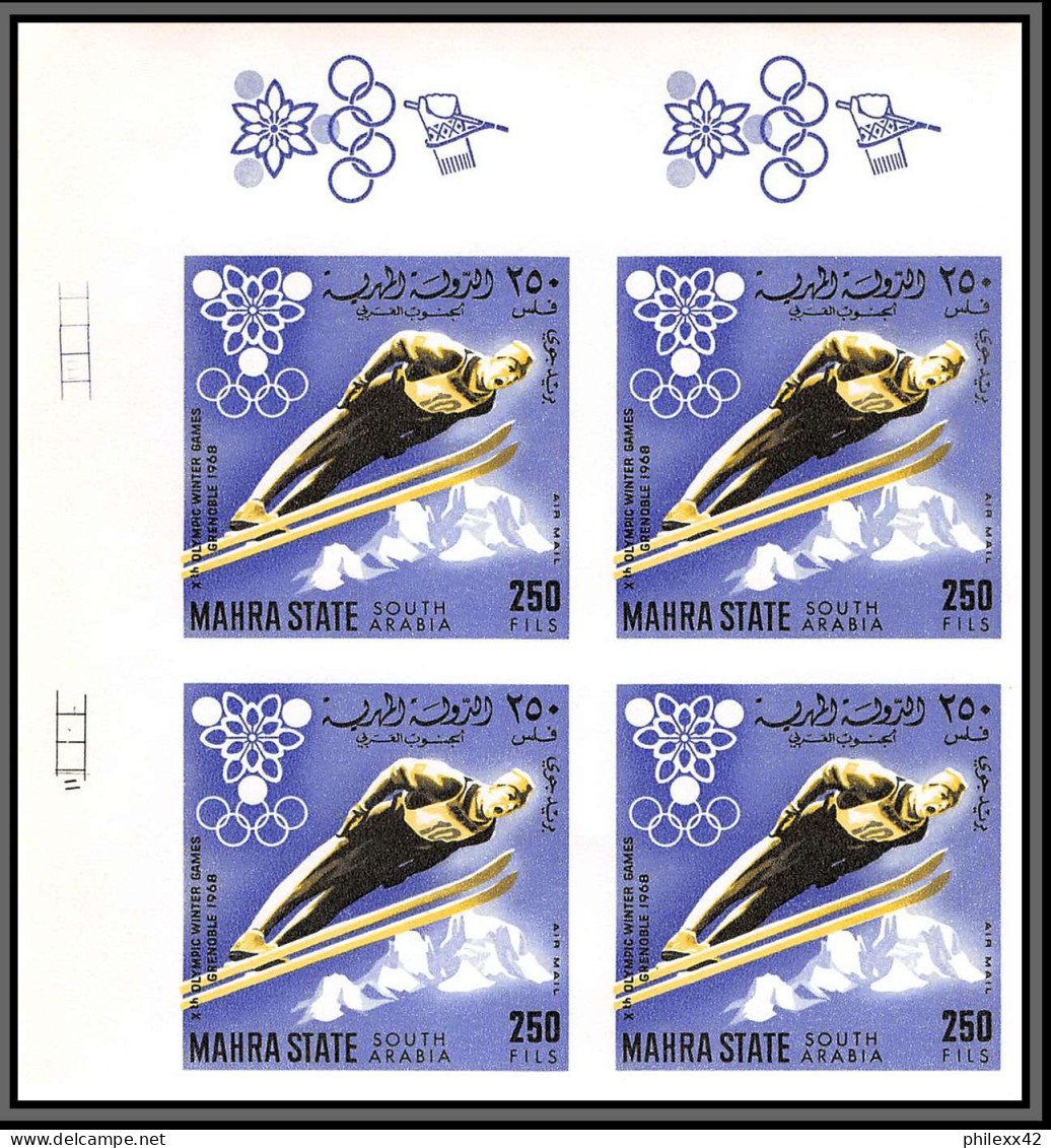 Aden - 1067c Mahra State - N°39/47 B  Jeux Olympiques Olympic Games Grenoble 1968 Non Dentelé MNH Imperf Hockey Bloc 4 - Winter 1968: Grenoble