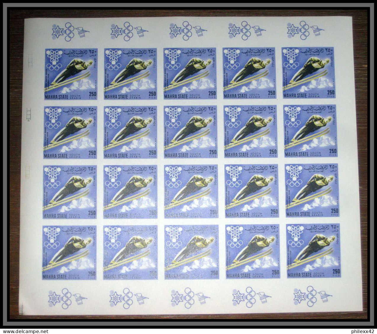 Aden - 1067d Mahra State - N°39/47 B  Jeux Olympiques Olympic Games Grenoble 1968 Non Dentelé MNH Imperf Feuille Sheets - Yémen