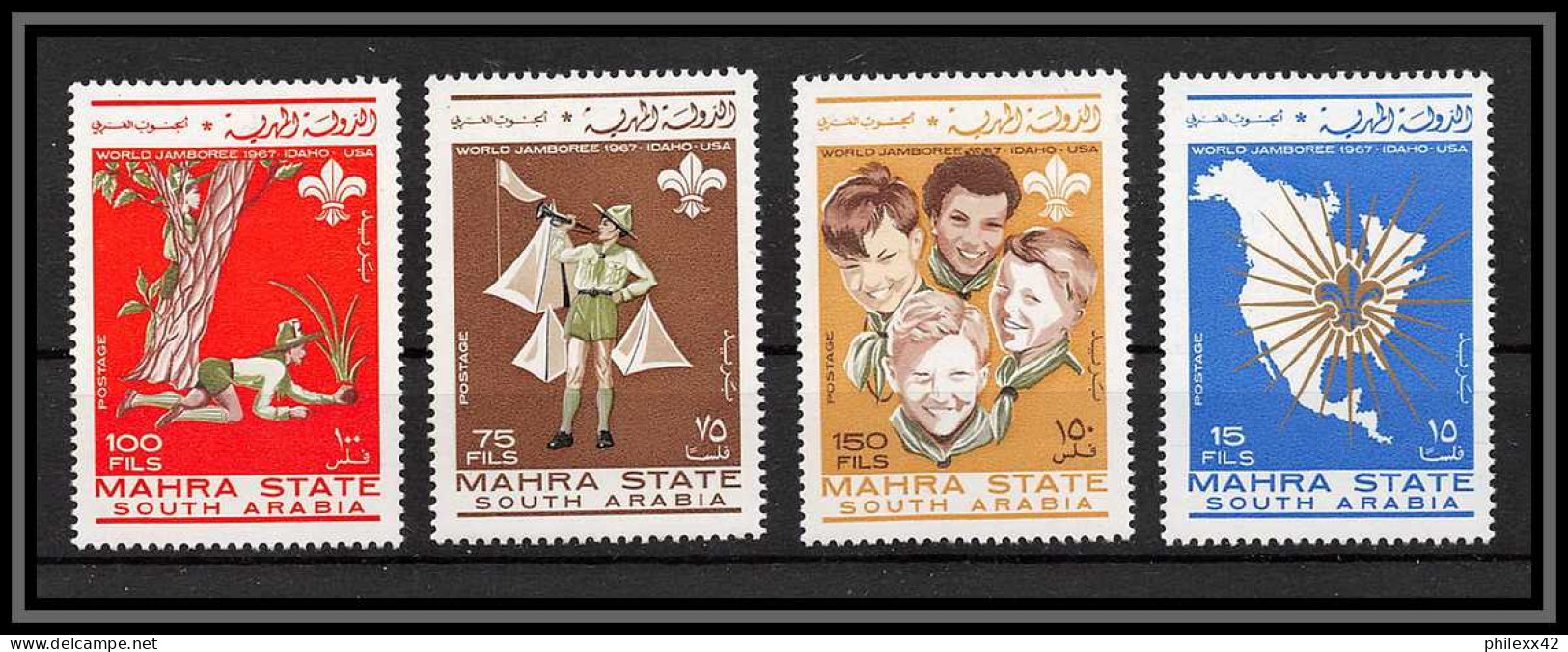 Aden - 1070 Mahra State ** MNH N°12/14 A World Scout Jamboree Idaho Usa 1967 Scouting  - Yémen
