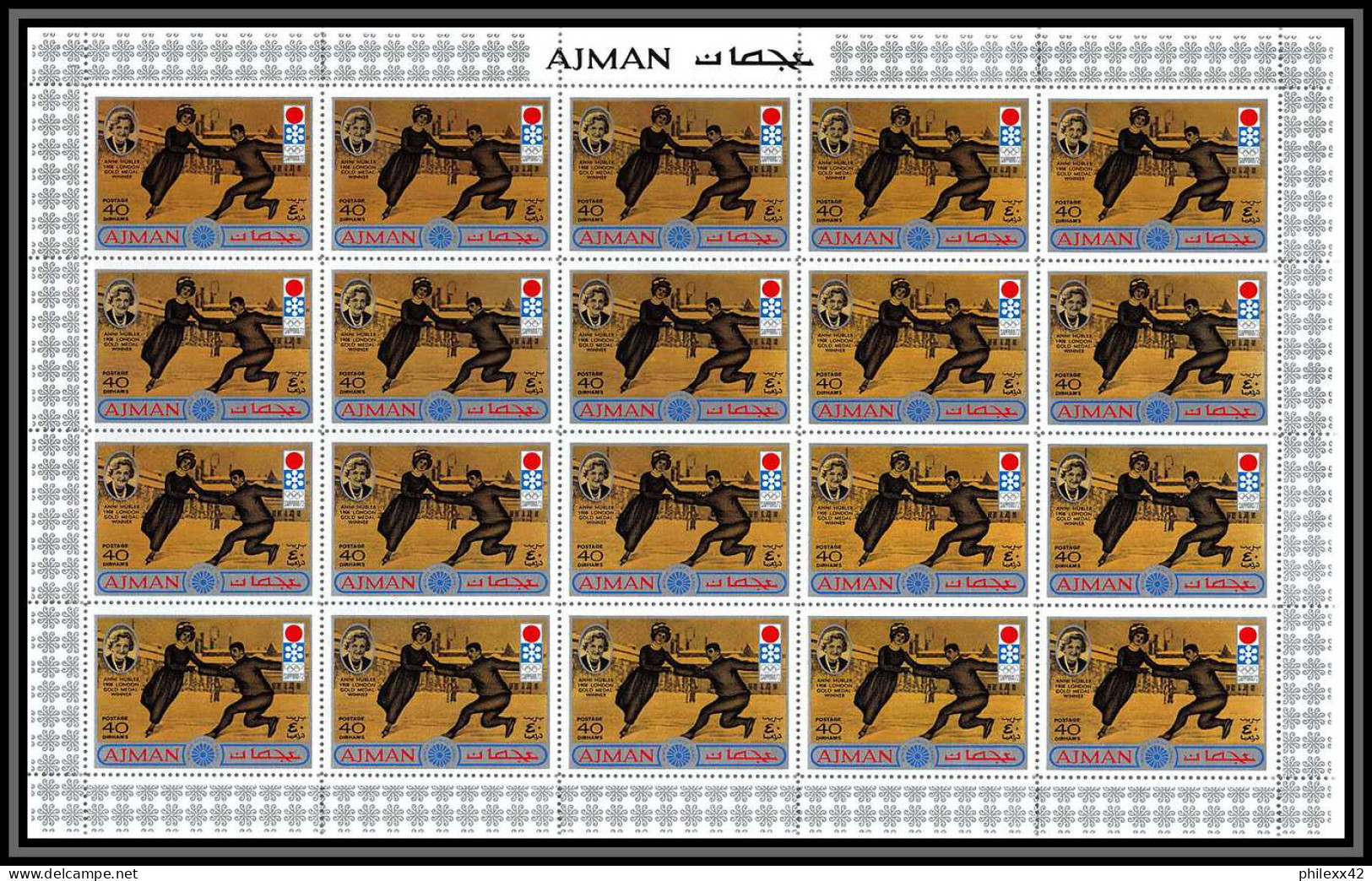 Ajman - 2616ac N°763 A London 1908 Jeux Olympiques Olympic Games ** MNH Feuille + Deluxe Sheet Anna Hübler Skating - Ete 1908: Londres