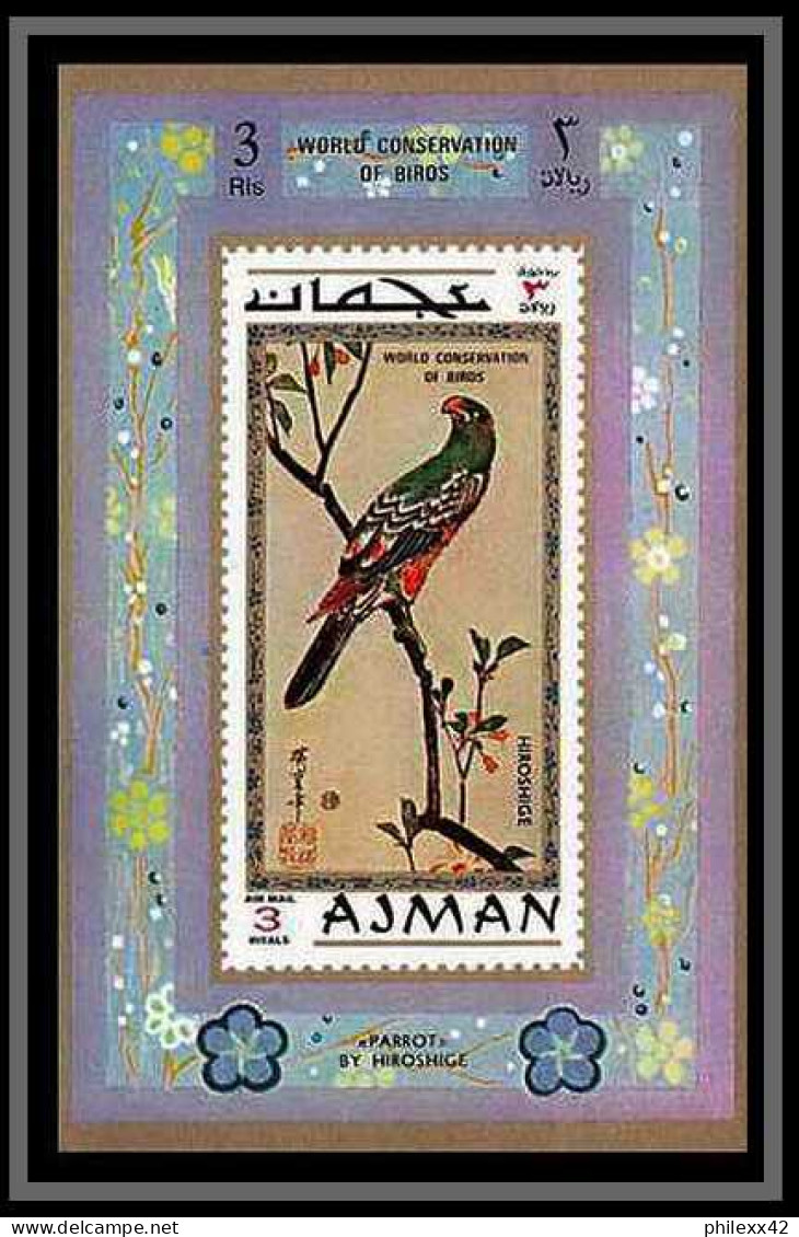 Ajman - 2638c N°809/816 Hokusai Cigogne Crane Stork Oiseaux Birds Peinture Paintings ** MNH Deluxe Miniature Sheets - Cigognes & échassiers