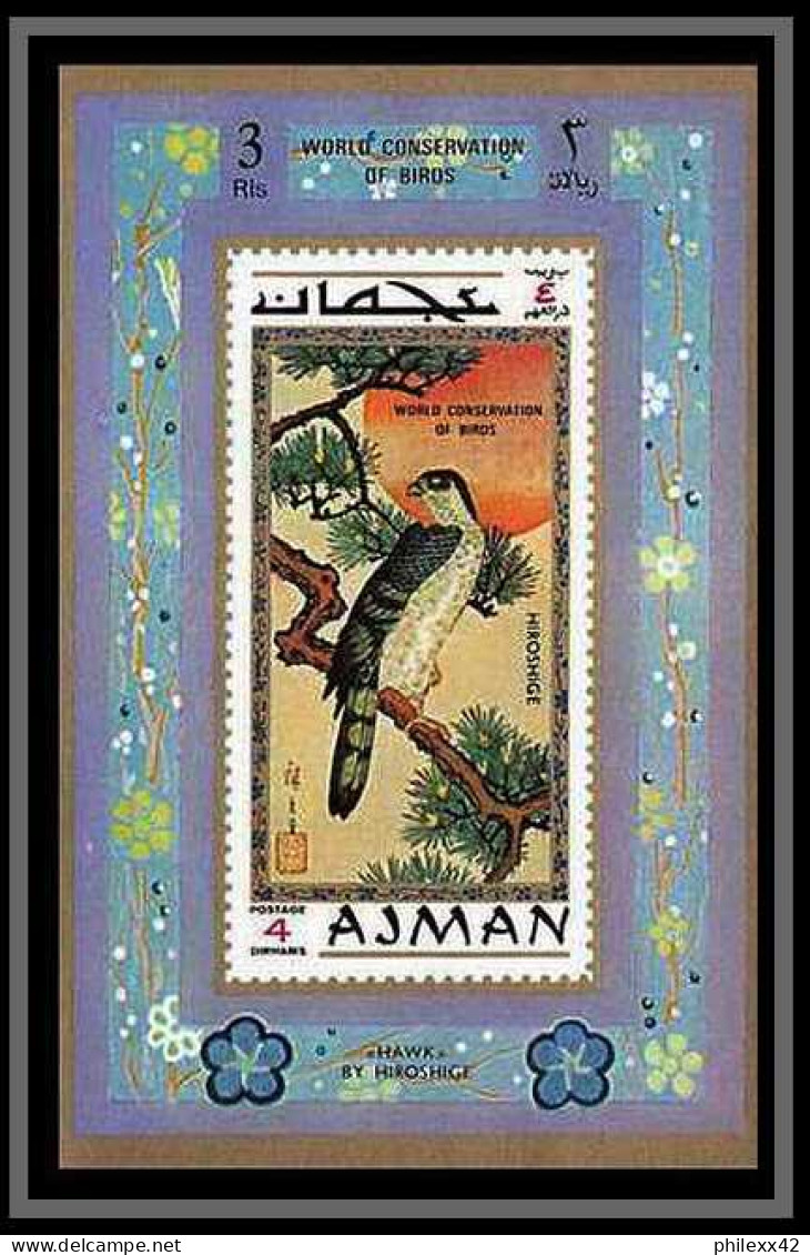 Ajman - 2638c N°809/816 Hokusai cigogne crane stork oiseaux birds peinture paintings ** MNH deluxe miniature sheets