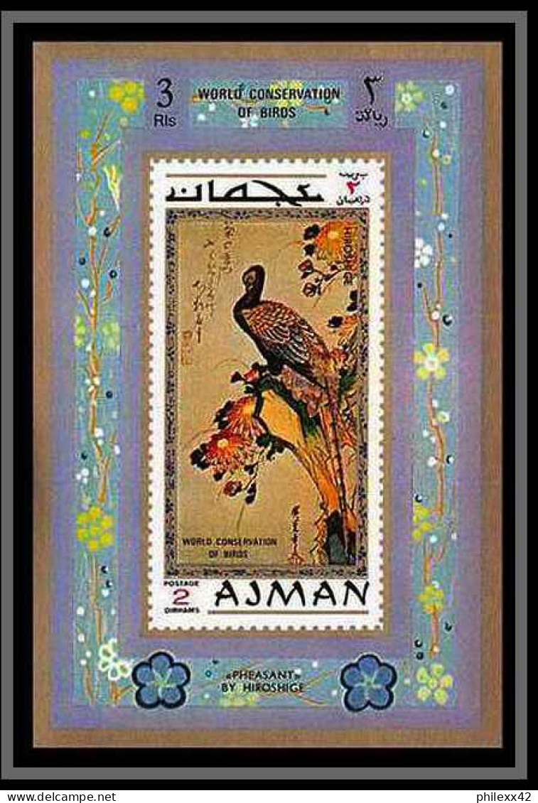 Ajman - 2638c N°809/816 Hokusai cigogne crane stork oiseaux birds peinture paintings ** MNH deluxe miniature sheets