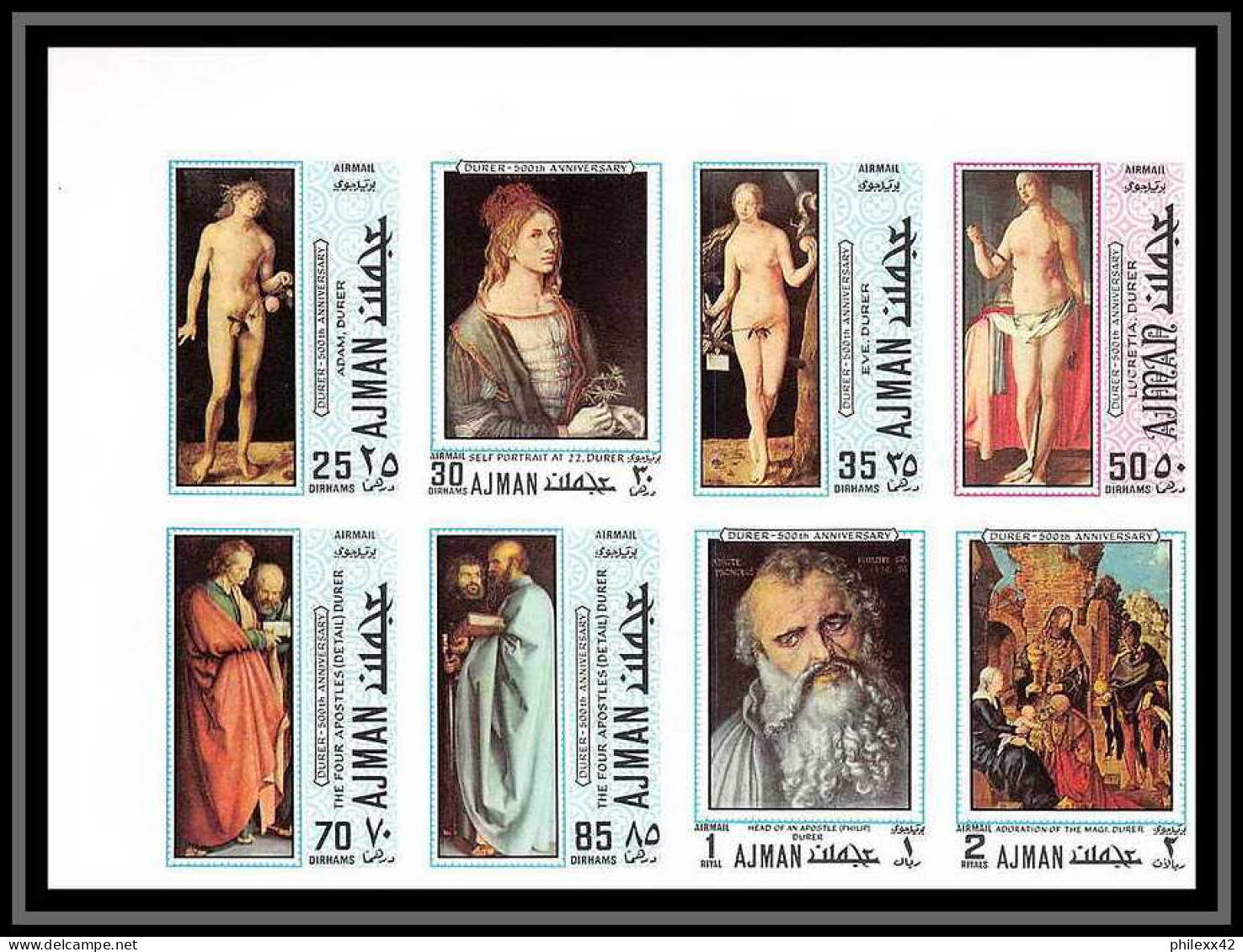 Ajman - 2655/ N° 637/644 B Durer Peinture Tableaux Paintings Non Dentelé Imperf ** MNH German - Desnudos
