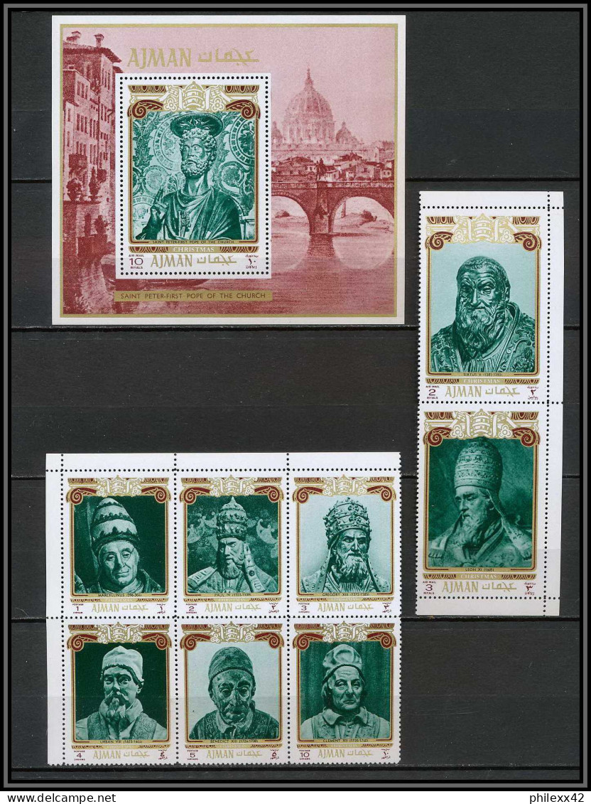 Ajman - 2670a/ N° 1001/1008 A + 299 A Pape Christmas Pope 1971 ** MNH Paul 6 Clement 12 Benedict 13 - Papi