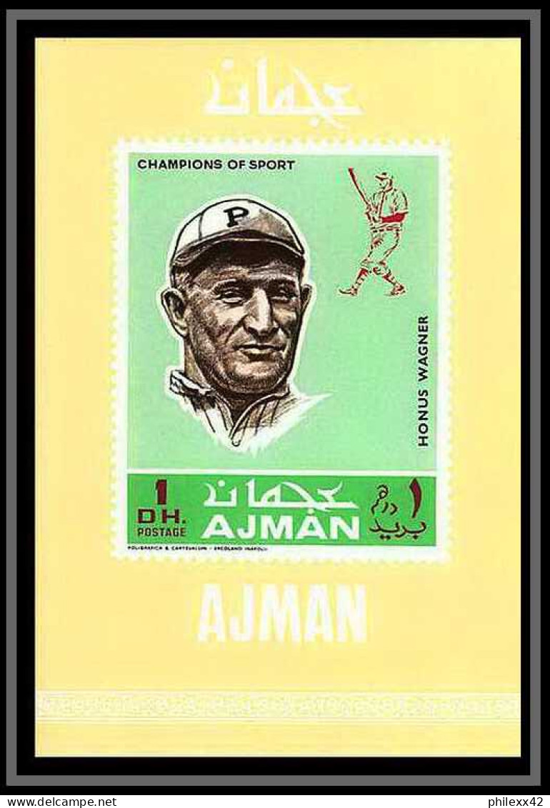Ajman - 2738/ N° 388/393 champions of sport famous athletes baseball sport deluxe miniature sheets wagner di maggio