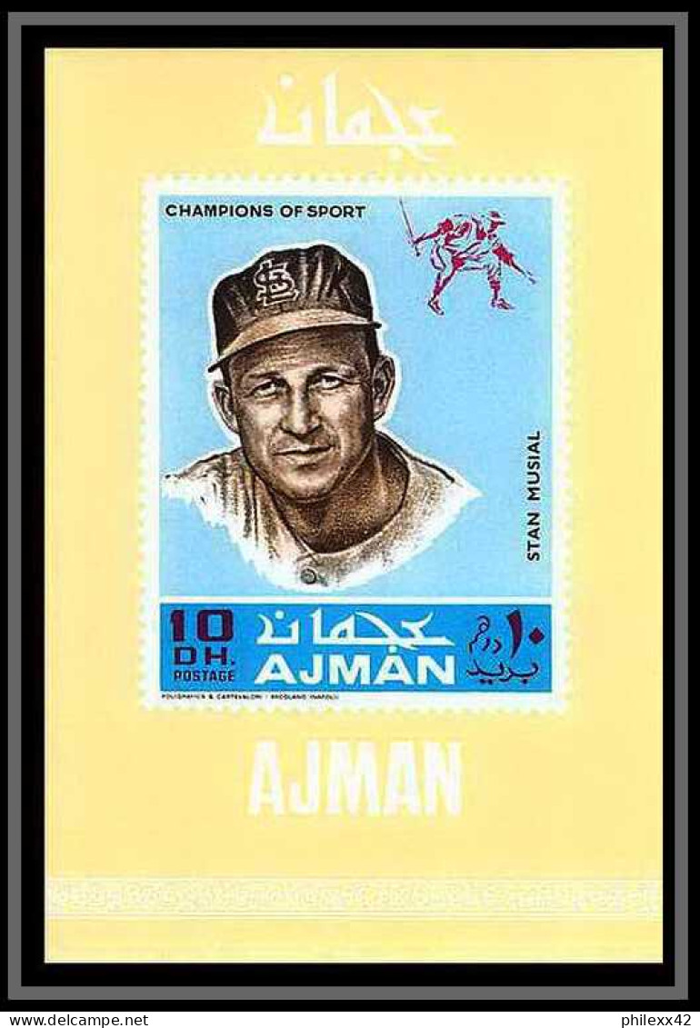 Ajman - 2738b/ N° 388/393 A/B Champions Of Sport Famous Athletes Baseball Sport Deluxe Imperf Perf Perfect Set - Béisbol