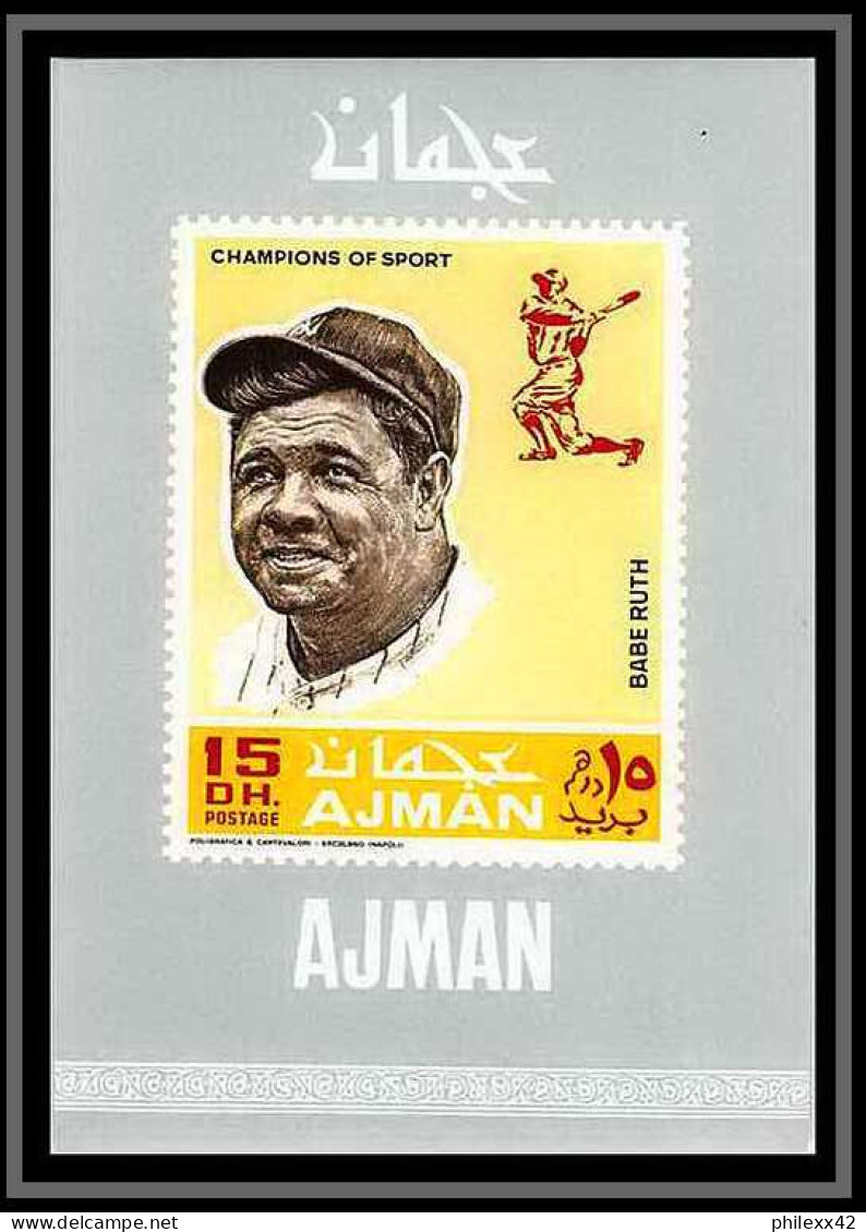 Ajman - 2738b/ N° 388/393 A/B Champions Of Sport Famous Athletes Baseball Sport Deluxe Imperf Perf Perfect Set - Baseball