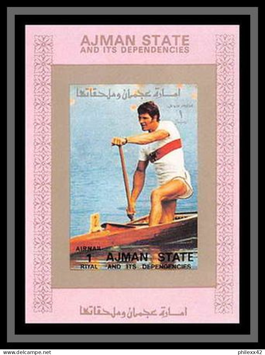 Ajman - 2741/ N° 2607 Canadian Canoe Deluxe Bloc ** (rose Pink) Mnh Jeux Olympiques (olympic Games) - Canoa