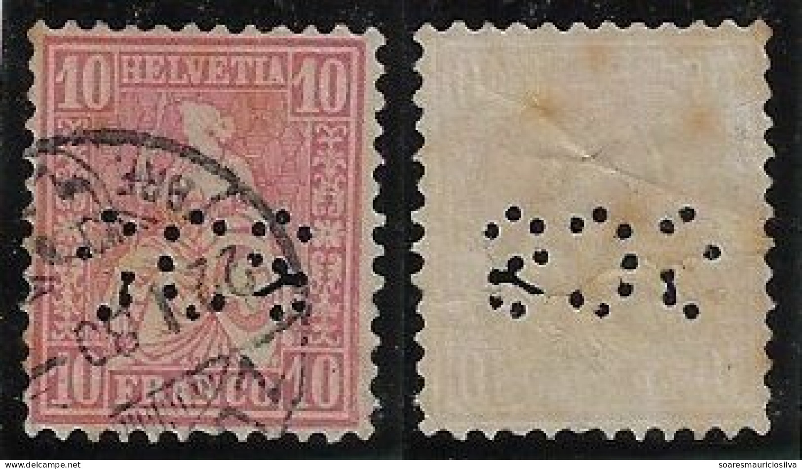 Switzerland 1874/1893 Stamp Perfin SCS By Société Crédit Suisse Swiss Credit Company From Zuriche Lochung Perfore - Gezähnt (perforiert)