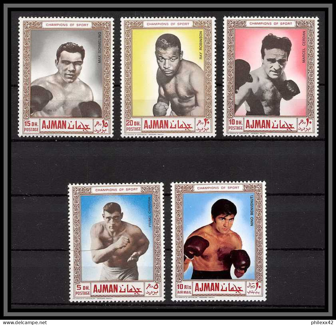 Ajman - 4521/ N°382/386 A Boxe Boxing Neuf ** MNH Cerdan - Carnera - Schmeling - Robinson - Nino Benvenuti - Boxe