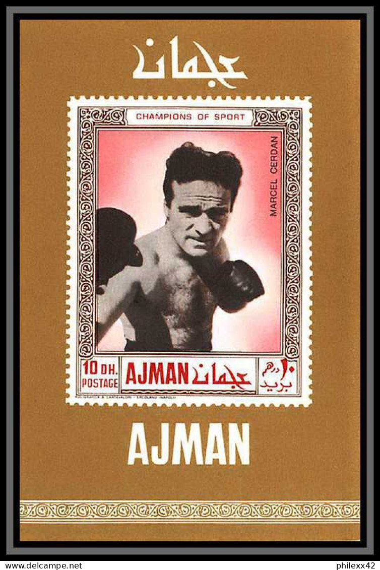 Ajman - 4520/ N°382/386 Bloc 98 A/B Boxe Boxing Cerdan Neuf ** MNH Deluxe Miniature Sheet Perfect Set Non Dentelé Imperf - Boxen