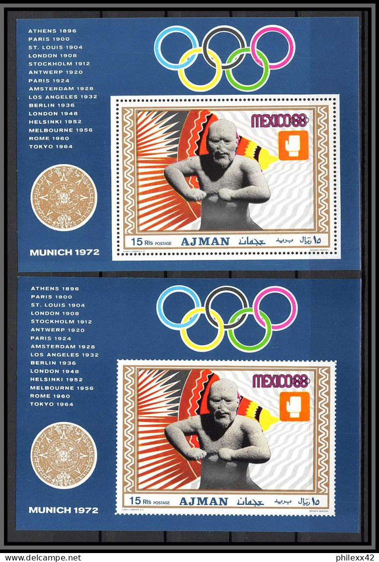 Ajman - 4520/ N°382/386 bloc 98 A/B boxe boxing cerdan neuf ** MNH deluxe miniature sheet perfect set Non dentelé imperf