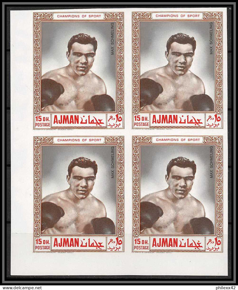 Ajman - 4521e/ N°382/386 B Boxe Boxing 1969 Neuf ** MNH Cerdan Carnera Schmeling Robinson Non Dentelé Imperf Bloc 4 - Boxen