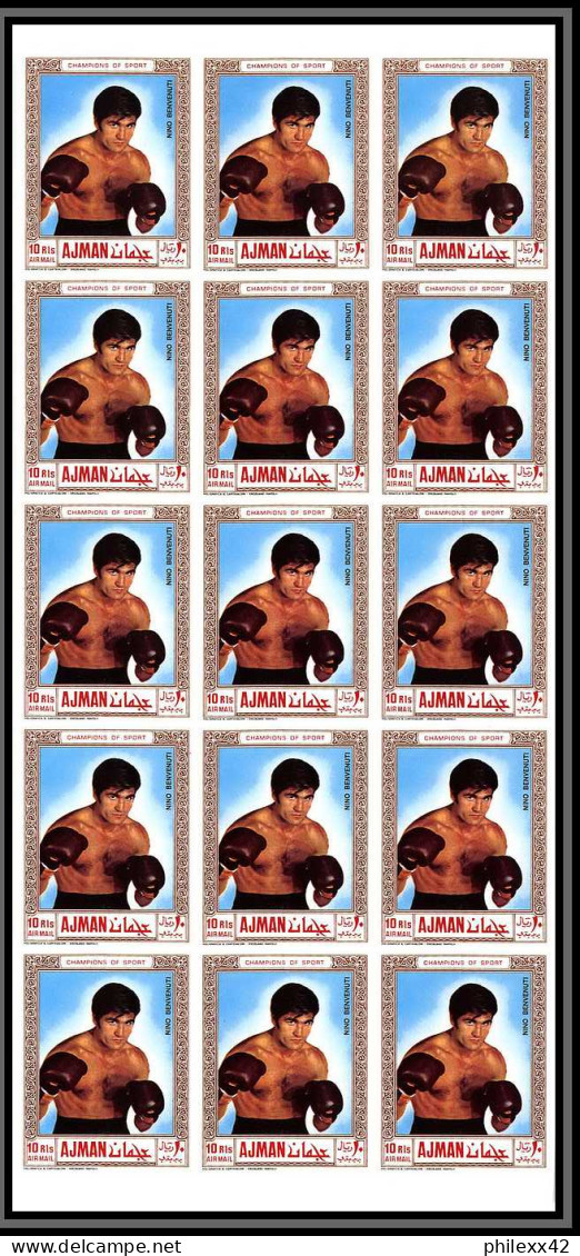 Ajman - 4521f/ N°382/386 B Boxe Boxing 1969 Neuf ** MNH Cerdan Carnera Schmeling Robinson Non Dentelé Imperf Bloc 15 - Boxen
