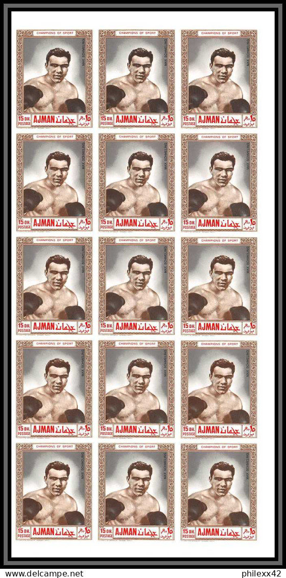 Ajman - 4521f/ N°382/386 B Boxe Boxing 1969 Neuf ** MNH Cerdan Carnera Schmeling Robinson Non Dentelé Imperf Bloc 15 - Boxing