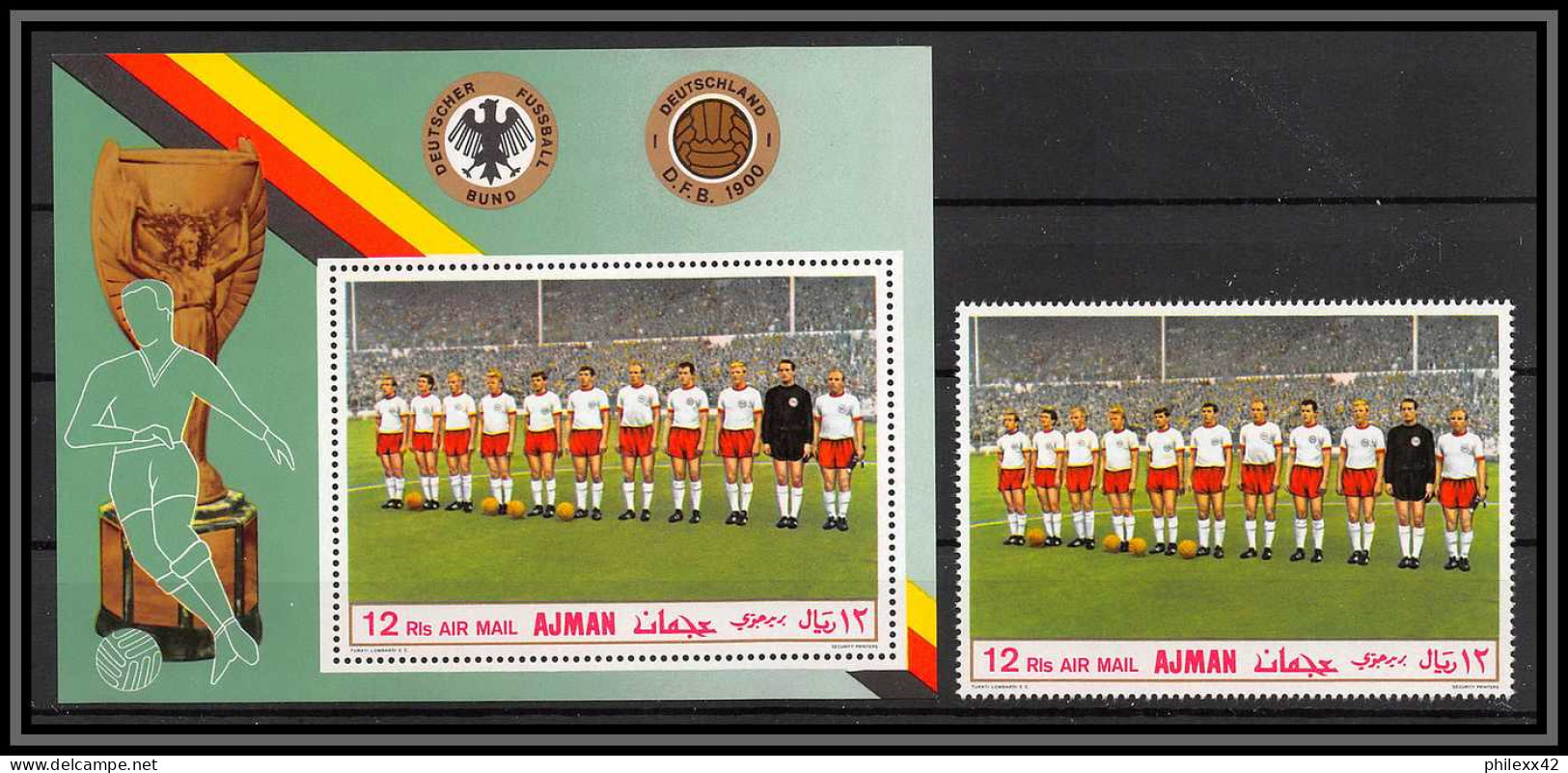 Ajman - 4526c/ Bloc N°84 A + N°368 A German National Football Team 1969 Soccer Neuf ** MNH - 1970 – Mexico