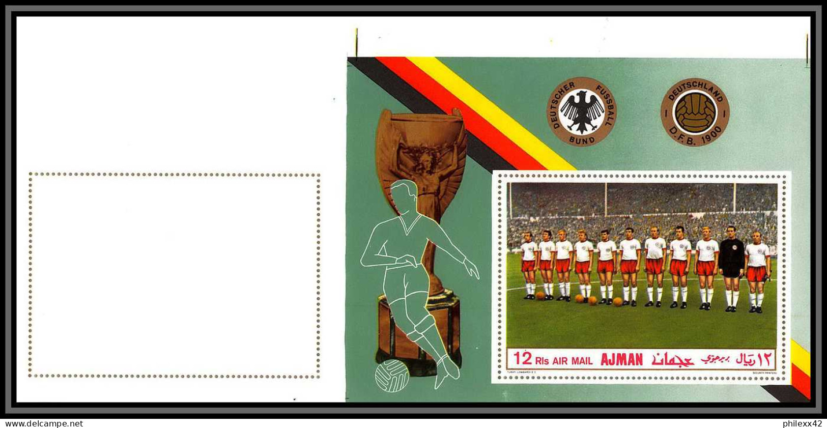 Ajman - 4583b/ N°368 A German National Football Soccer Team 1969 Printing Proof Essais Erreur Neuf ** MNH - 1970 – Mexico