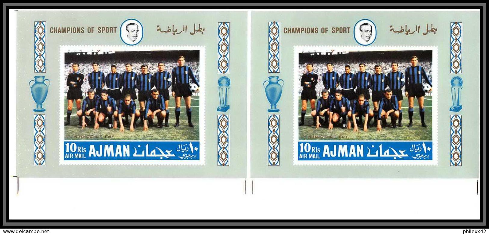 Ajman - 4600/ Bloc N°49 C Inter De Milan Team Football Players Calcio Soccer Italia ** MNH Printing Proof Paire Soccer - Clubs Mythiques