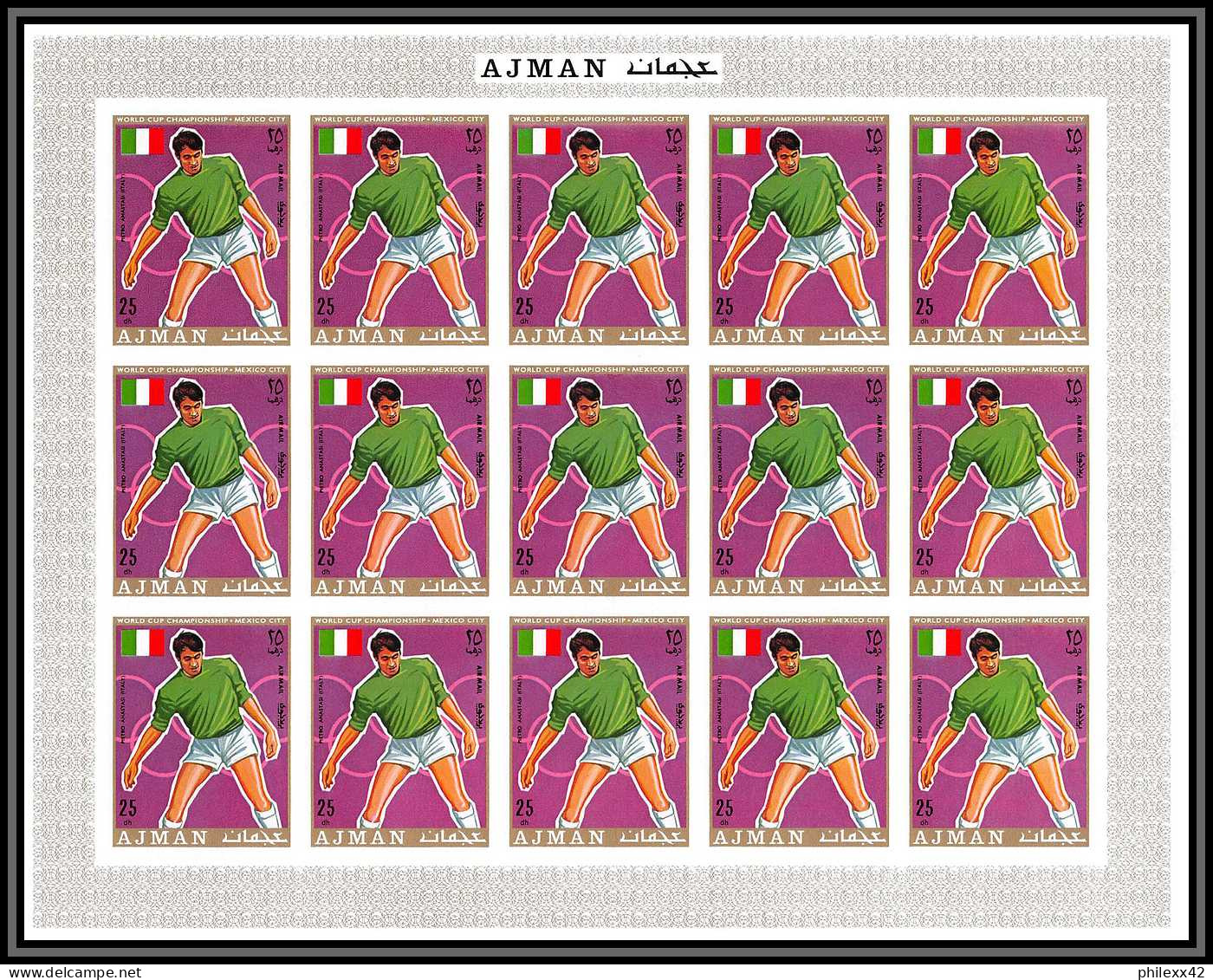 Ajman - 4642 N°525/530 B World Football Cup 1970 Mexico Soccer ** MNH Beckenbauer Feuille Sheets Non Dentelé Imperf - 1970 – Mexico