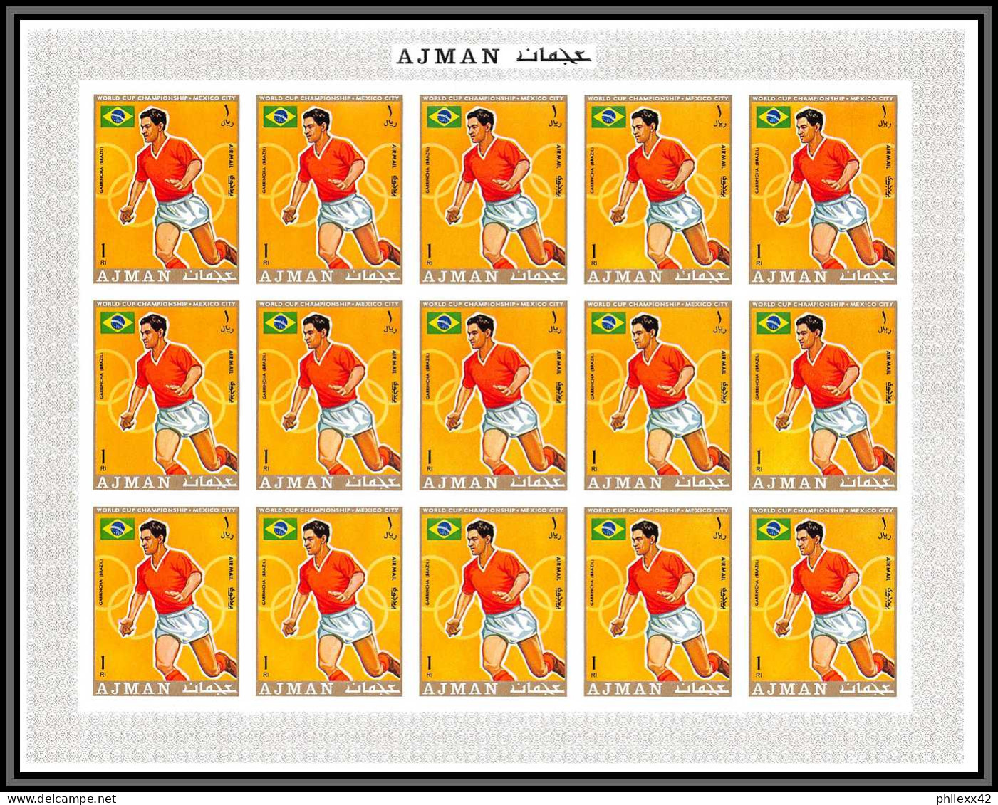 Ajman - 4642 N°525/530 B world Football cup 1970 mexico soccer ** MNH beckenbauer feuille sheets Non dentelé imperf