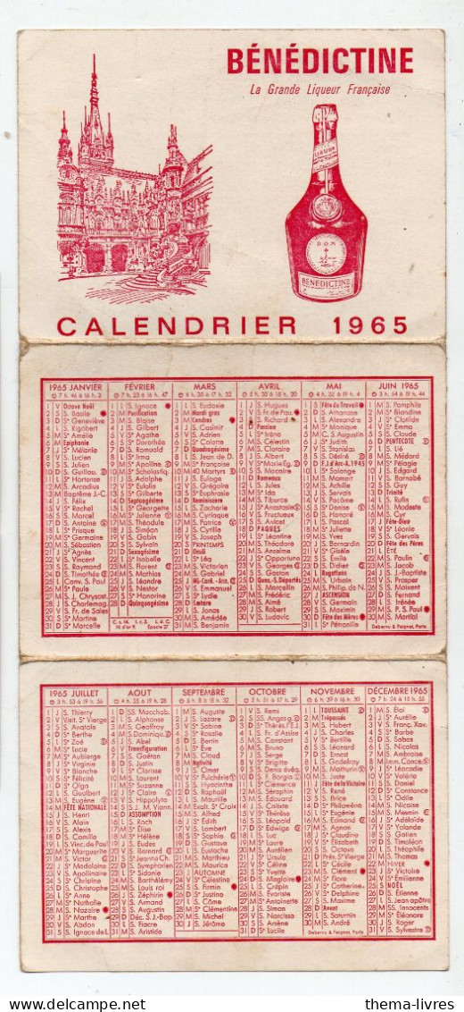 Calendrier Dépliant  BENEDICTINE 1965 (PPP46204) - Small : 1961-70