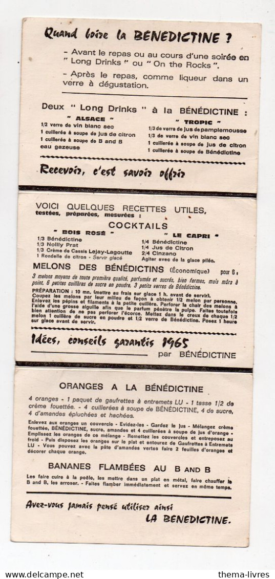 Calendrier Dépliant  BENEDICTINE 1965 (PPP46204) - Small : 1961-70