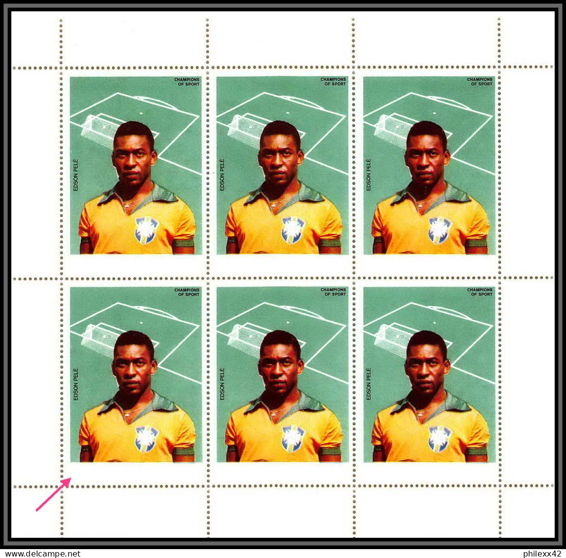 Ajman - 4681/ N°314 A Pelé Santos Neuf ** MNH Football Soccer Erreur Print Error Proof Missing Text - Clubs Mythiques