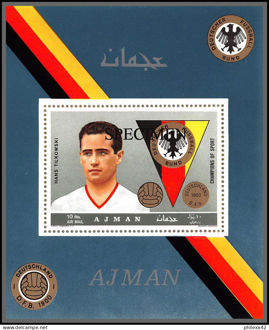 Ajman - 4759 N°367 A Tilkowski German Football Soccer Deluxe Miniature Sheet Bloc Overprint Specimen - Beroemde Teams