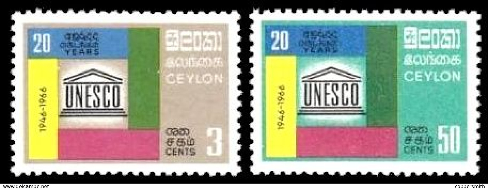 (076) Ceylon  1966  UNESCO  ** / Mnh   Michel 350-351 - Sri Lanka (Ceylan) (1948-...)