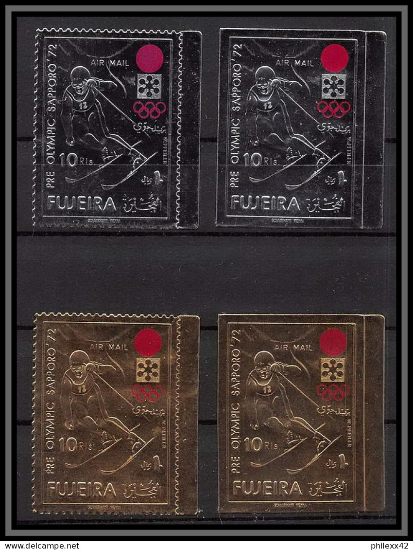 Fujeira - 1660 N°728/729 A/B Jeux Olympiques Olympic Games SAPPORO 1972 Slalom Timbres OR Gold Stamps Silver Neuf ** MNH - Winter 1972: Sapporo