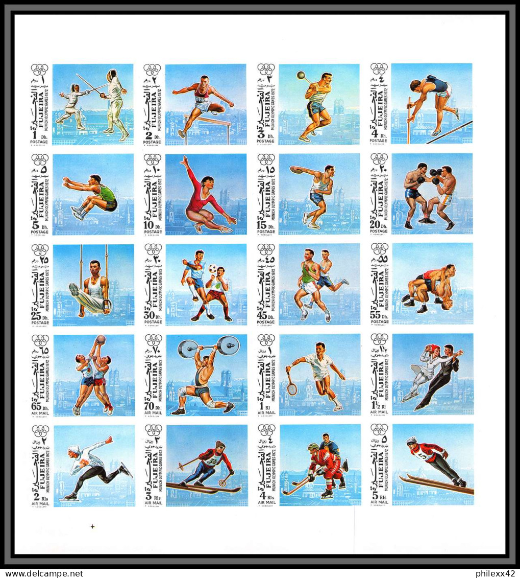 Fujeira - 1705/ N°1102/1121 B Jeux Olympiques Olympic Games Munchen 72 ** MNH Feuille Sheet 1972 Non Dentelé Imperf - Haltérophilie