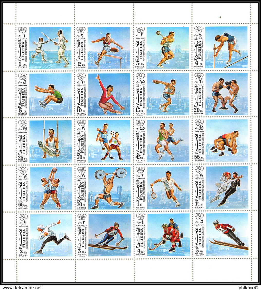 Fujeira - 1706/ N°1102/1121 A Jeux Olympiques Olympic Games Munchen 72 ** MNH Feuille Sheet 1972 Soccer Wrestling Hockey - Haltérophilie