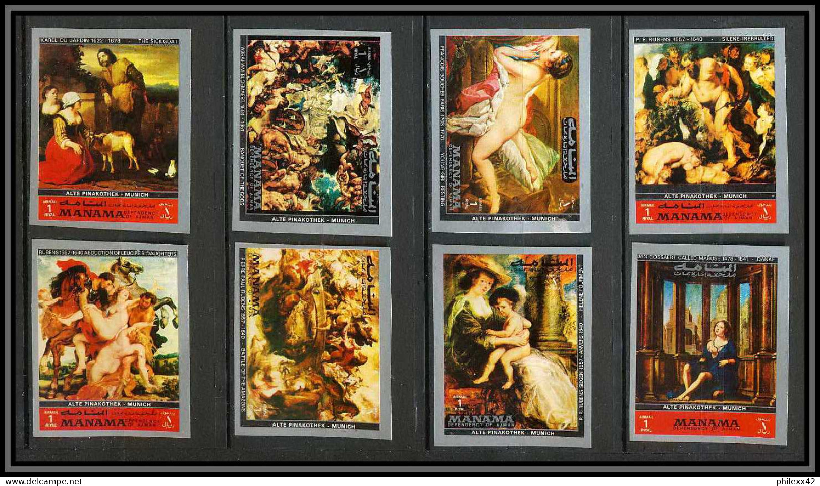 Manama - 3006a/ N° 1248/1255 B Bloc + Serie Rubens Peinture Tableaux Paintings Pinakothek Munich ** MNH  - Rubens