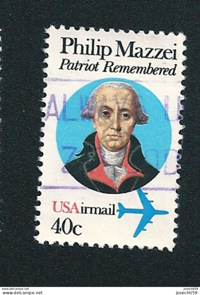 N° 92 PA92 Airmail, Philip Mazzei, Patriot Remembered  Timbre Stamp  USA Etats-Unis (1980) Oblitéré - Gebraucht