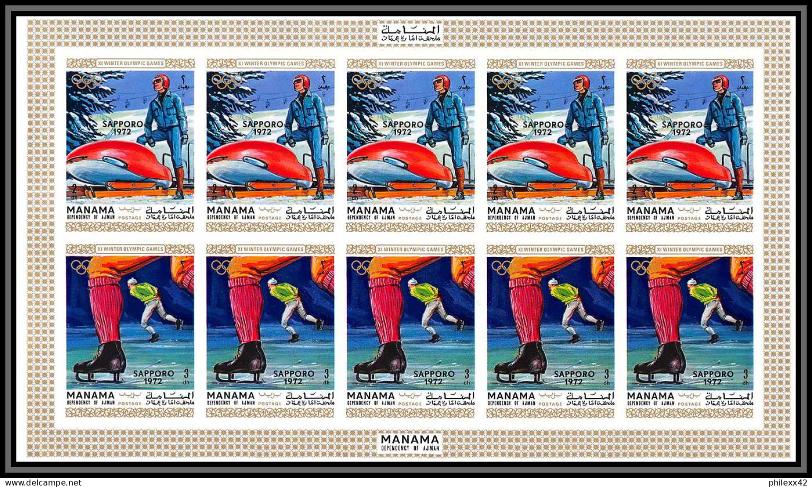 Manama - 3054/ N° 354/359 B  Jeux Olympiques Olympic Games Sapporo 72 ** MNH Non Dentelé Imperf Feuille Complete (sheet) - Winter 1972: Sapporo