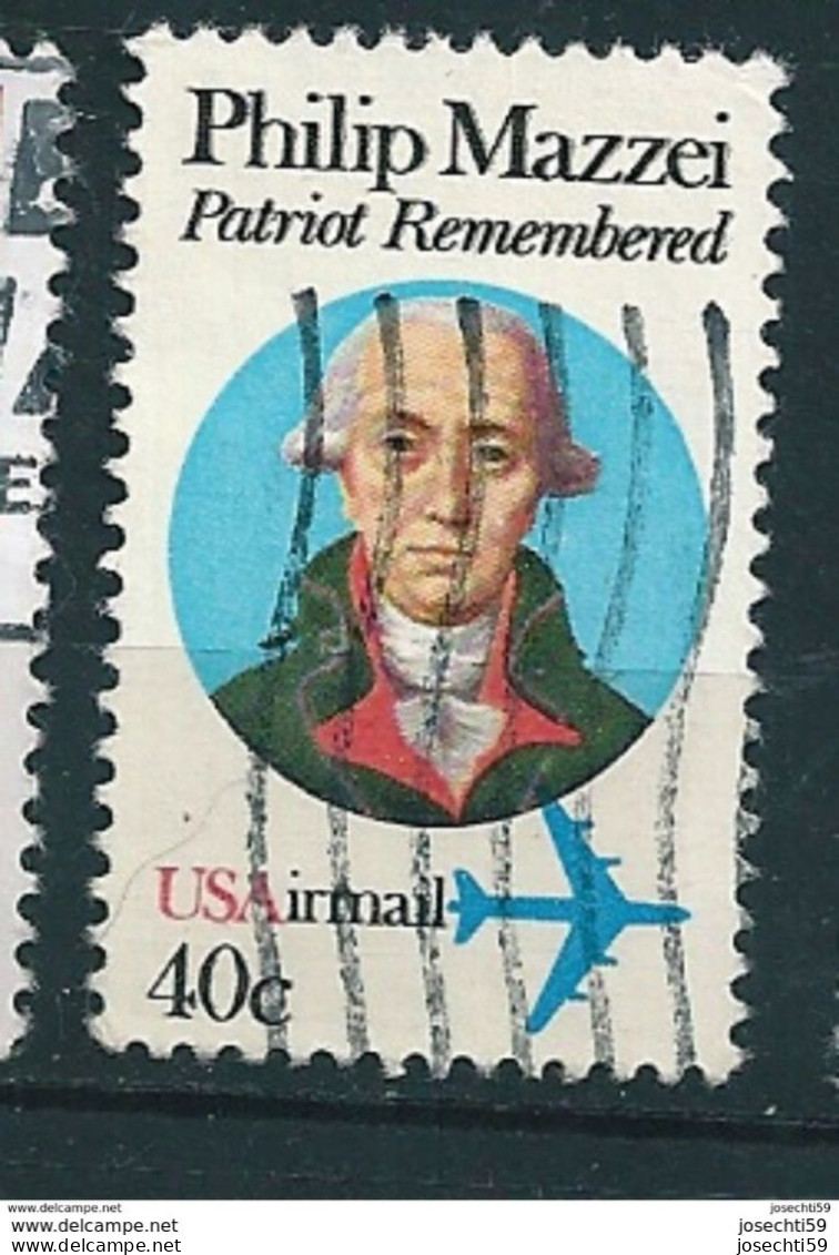 N° 92 PA92 Airmail, Philip Mazzei, Patriot Remembered  Timbre Stamp  USA Etats-Unis (1980) Oblitéré - Usados