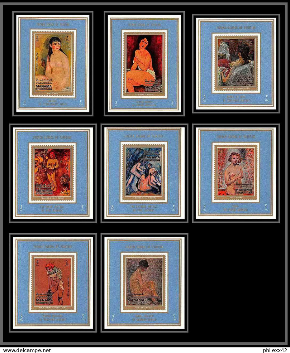 Manama - 3156/ N° 808/815 French Nudes Peinture Tableaux Paintings Deluxe Miniature Sheets ** MNH Gauguin Renoir Lautrec - Desnudos